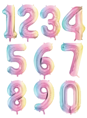 Μπαλλόνια Αριθμοί Pastel Rainbow (86εκ)