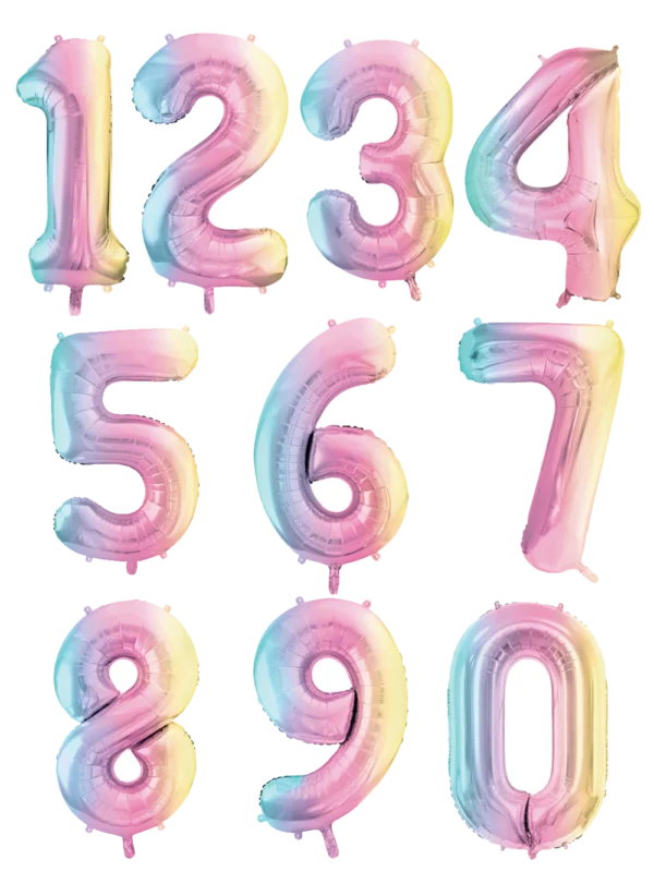91-91.webp Μπαλλόνια Αριθμοί Pastel Rainbow (86εκ)