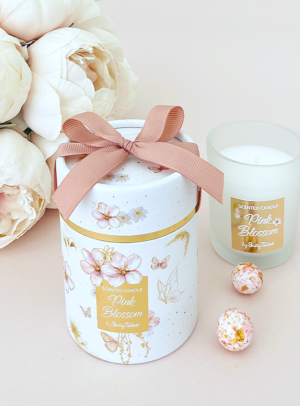 Μπομπονιέρα Βάπτισης αρωματικό κερί pink blossom