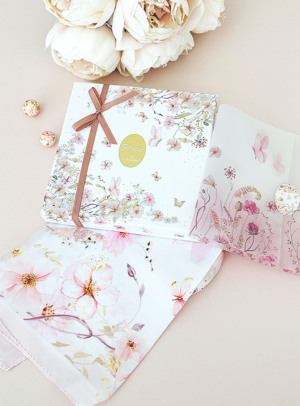 Μπομπονιέρα Βάπτισης μαντήλι pink blossom