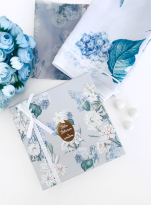 Μπομπονιέρα Βάπτισης μαντήλι blue blossom