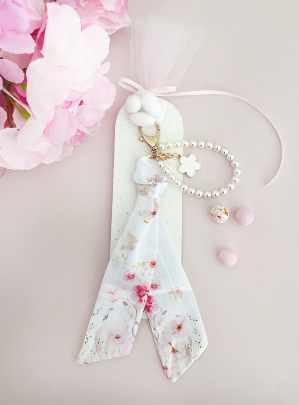 27105-27105.webp Μπομπονιέρα βάπτισης μαντήλι pink blossom -μπρελόκ