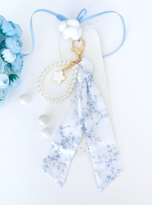 Μπομπονιέρα βάπτισης μαντήλι blue toile - μπρελόκ