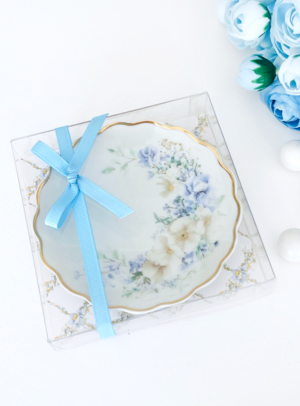 Μπομπονιέρα βάπτισης Πιατάκι πορσελάνης blue fleur