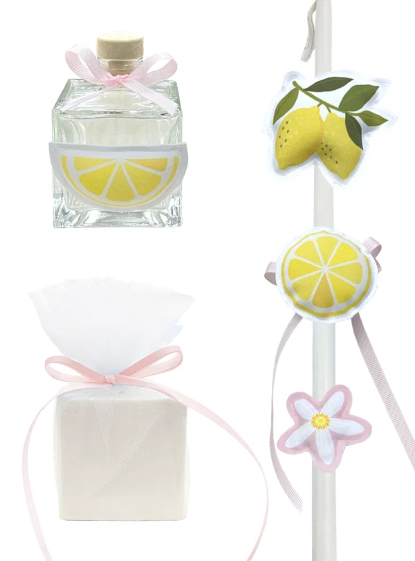 LEMON IN PINK Λαδοσέτ Βάπτισης Lemon In Pink
